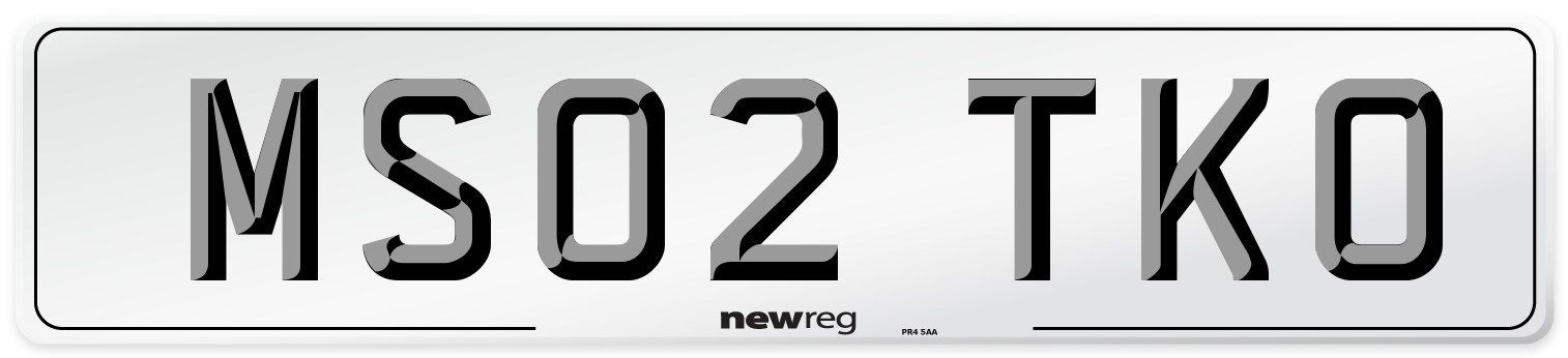 MS02 TKO Number Plate from New Reg